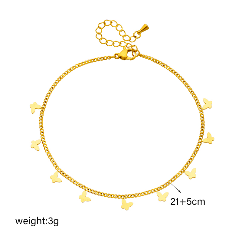 Beach Simple Style Butterfly 304 Stainless Steel Plating 18K Gold Plated Women's Anklet display picture 1