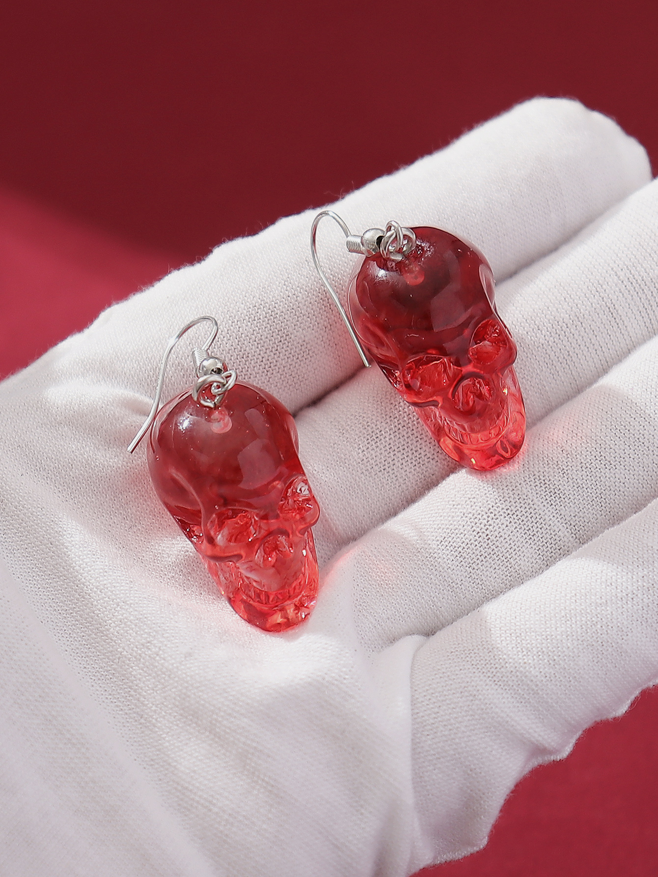 1 Pair Gothic Punk Butterfly Skull Three-dimensional Resin Drop Earrings display picture 7