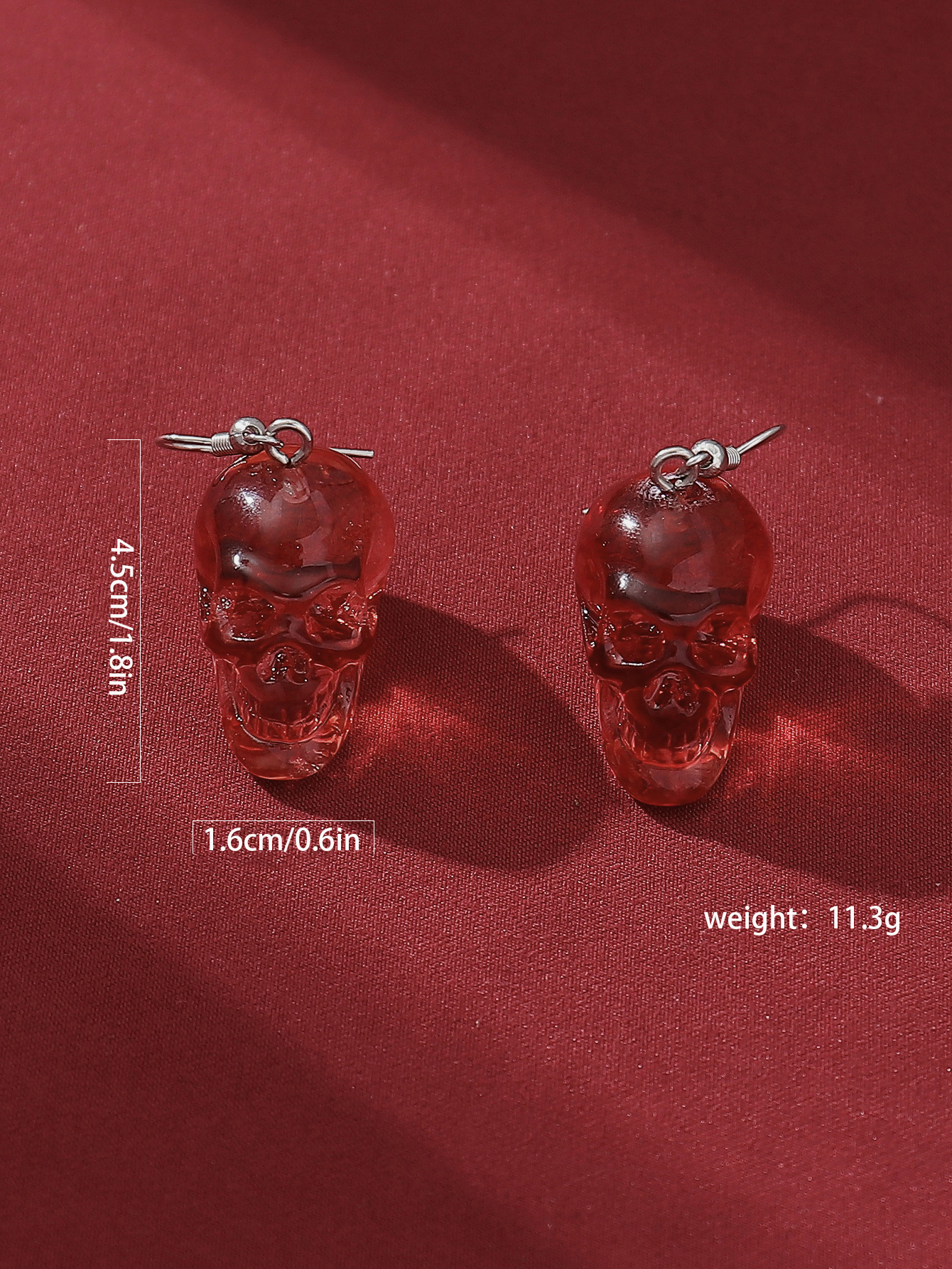 1 Pair Gothic Punk Butterfly Skull Three-dimensional Resin Drop Earrings display picture 12