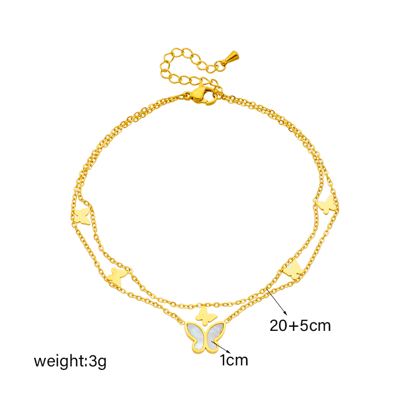 Korean Style Castle 304 Stainless Steel Layered Plating 18K Gold Plated Women's Anklet display picture 1