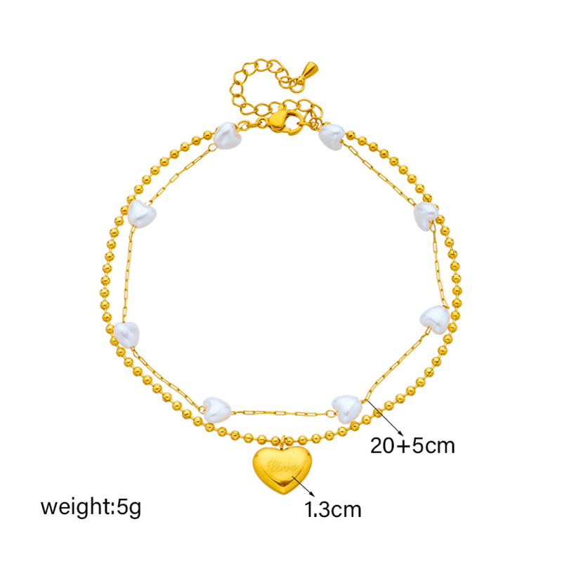 Korean Style Heart Shape 304 Stainless Steel Plating 18K Gold Plated Women's Anklet display picture 2