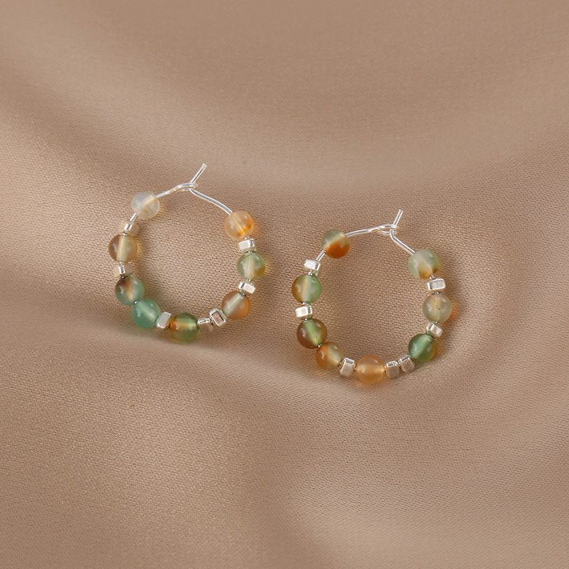 1 Paire Style Simple Cercle Perlé Perlé Des Boucles D'oreilles display picture 4
