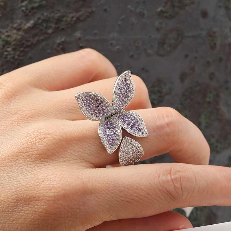 Simple Style Dragonfly Butterfly Sterling Silver Inlay Zircon Rings display picture 6