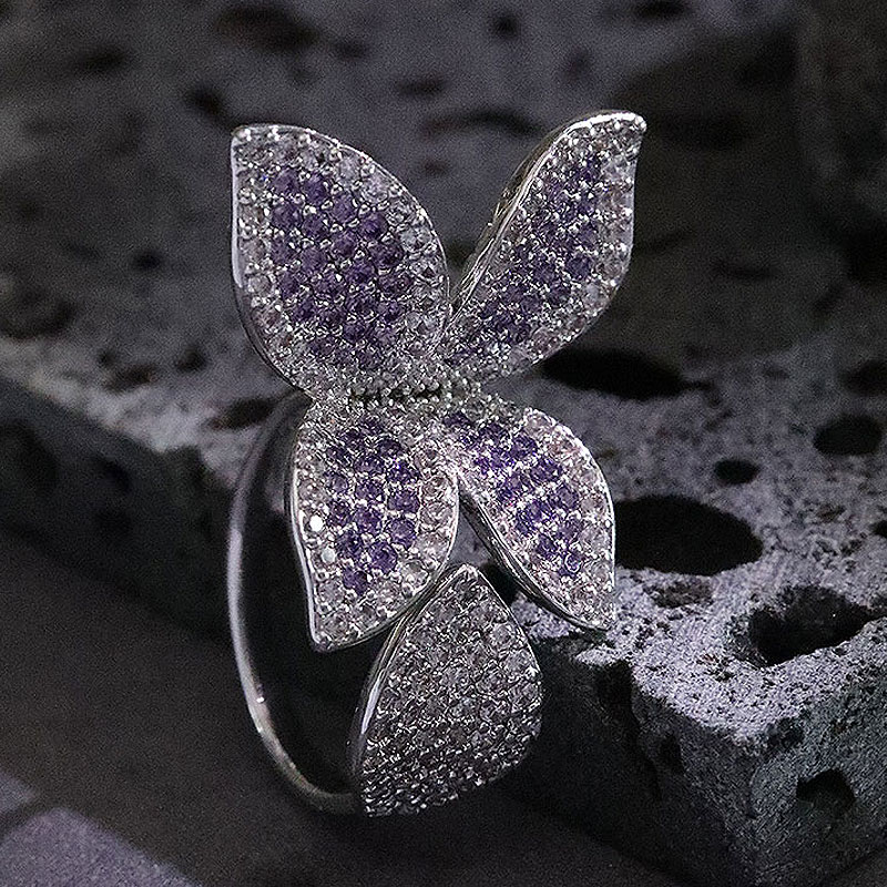 Simple Style Dragonfly Butterfly Sterling Silver Inlay Zircon Rings display picture 7