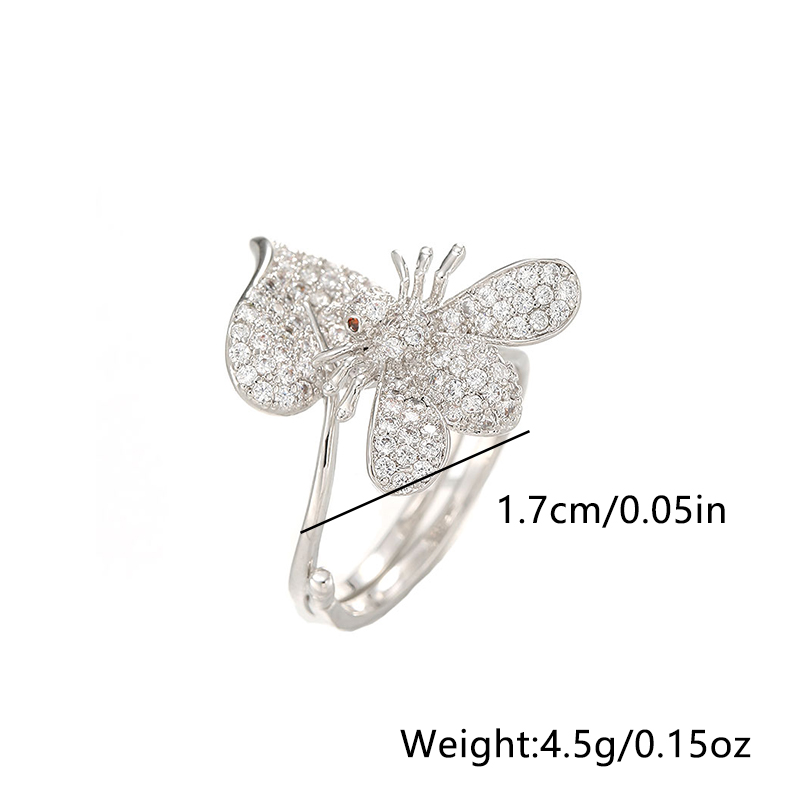 Estilo Simple Libélula Mariposa Plata Esterlina Embutido Circón Anillos display picture 9