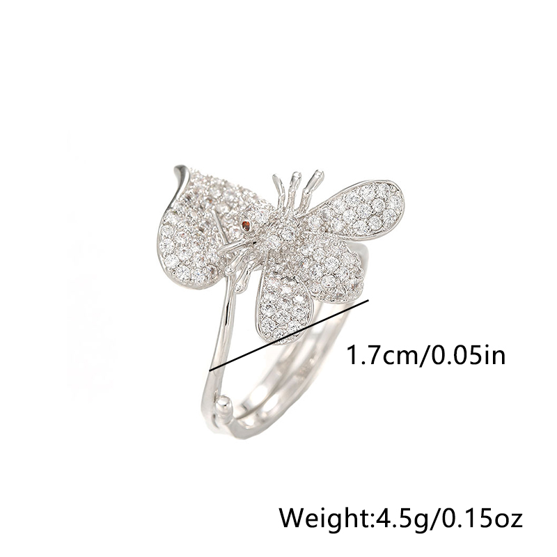 Simple Style Dragonfly Butterfly Sterling Silver Inlay Zircon Rings display picture 9
