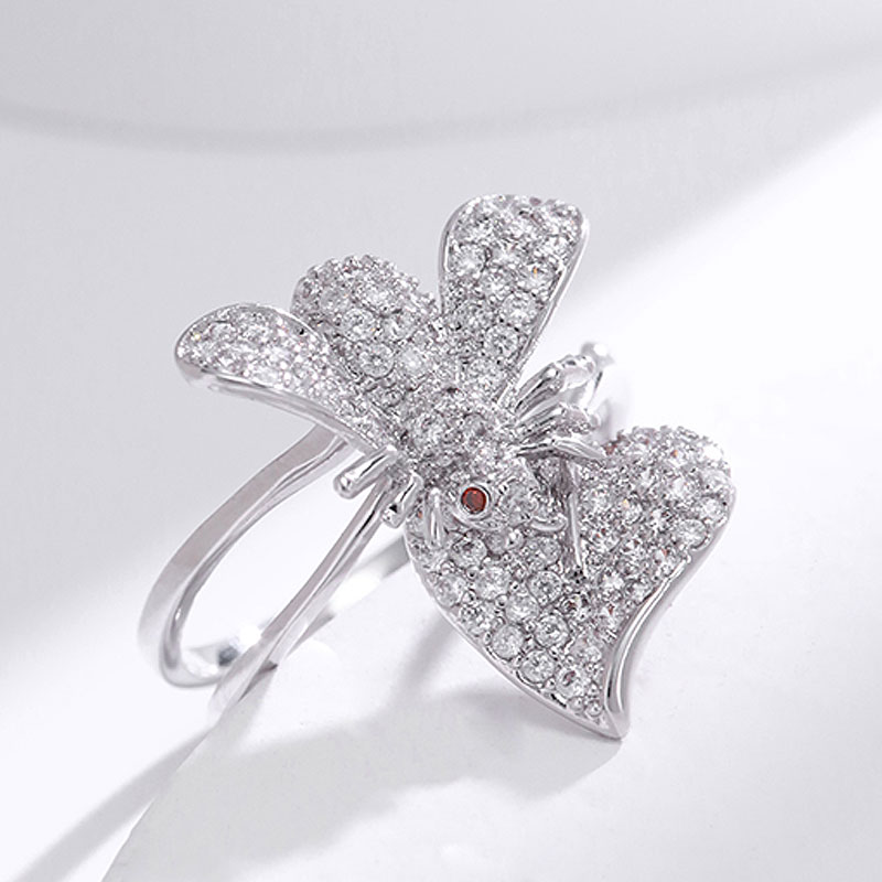 Simple Style Dragonfly Butterfly Sterling Silver Inlay Zircon Rings display picture 12