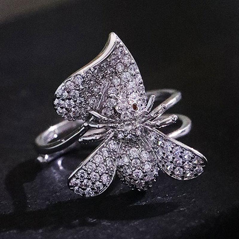 Style Simple Libellule Papillon Argent Sterling Incruster Zircon Anneaux display picture 11