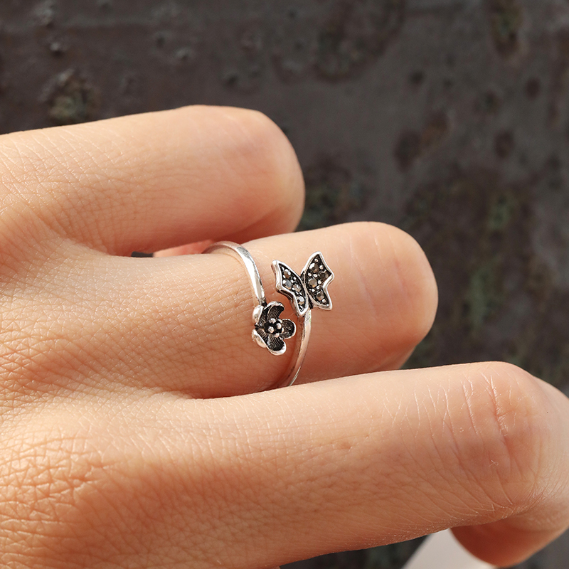 Simple Style Dragonfly Butterfly Sterling Silver Inlay Zircon Rings display picture 14