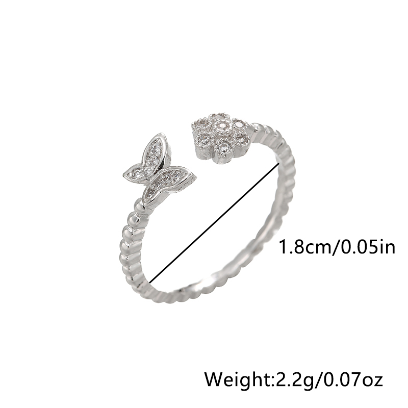 Simple Style Dragonfly Butterfly Sterling Silver Inlay Zircon Rings display picture 17