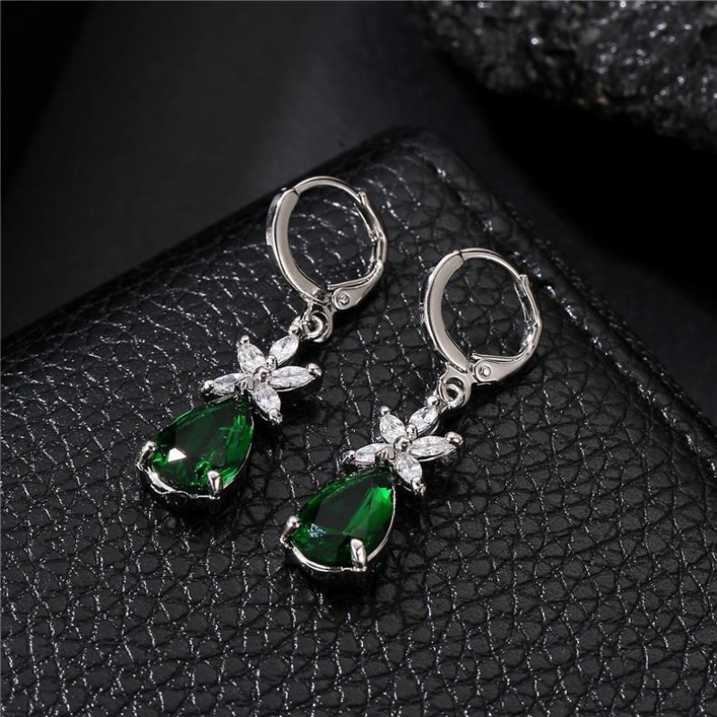 1 Pair Simple Style Water Droplets Plating Inlay Copper Zircon Rhodium Plated Drop Earrings display picture 1