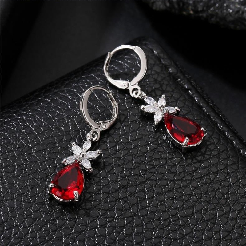 1 Pair Simple Style Water Droplets Plating Inlay Copper Zircon Rhodium Plated Drop Earrings display picture 5