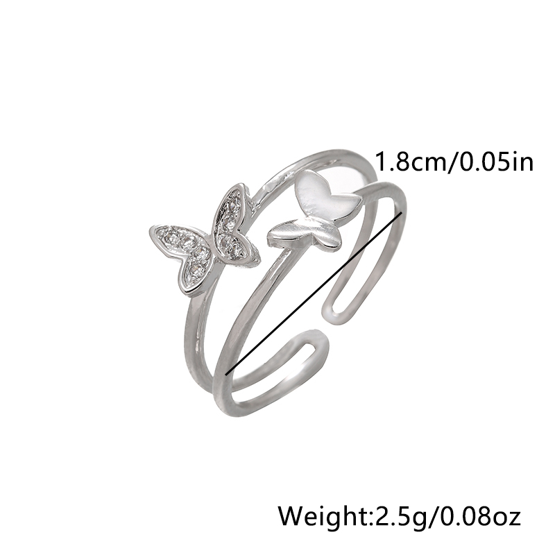 Estilo Simple Libélula Mariposa Plata Esterlina Embutido Circón Anillos display picture 21