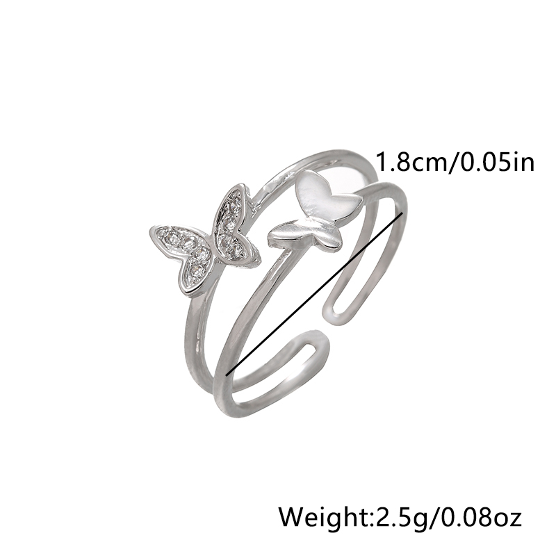 Simple Style Dragonfly Butterfly Sterling Silver Inlay Zircon Rings display picture 21