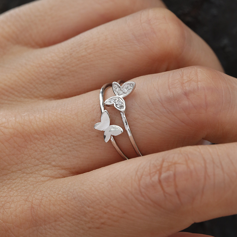 Simple Style Dragonfly Butterfly Sterling Silver Inlay Zircon Rings display picture 22