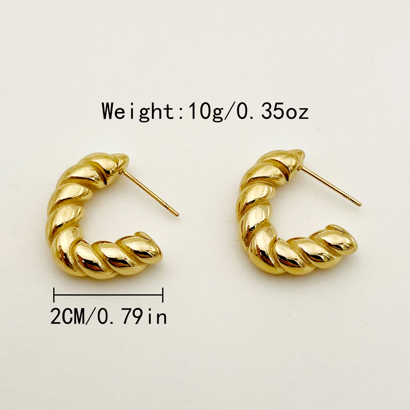 1 Pair Casual Retro Solid Color Plating 304 Stainless Steel 14K Gold Plated Ear Studs display picture 2