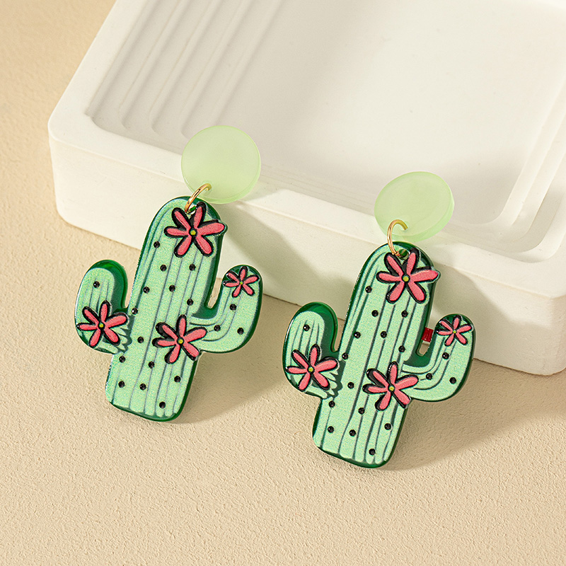 1 Pair Marine Style Simple Style Cactus Grape Arylic Drop Earrings display picture 11