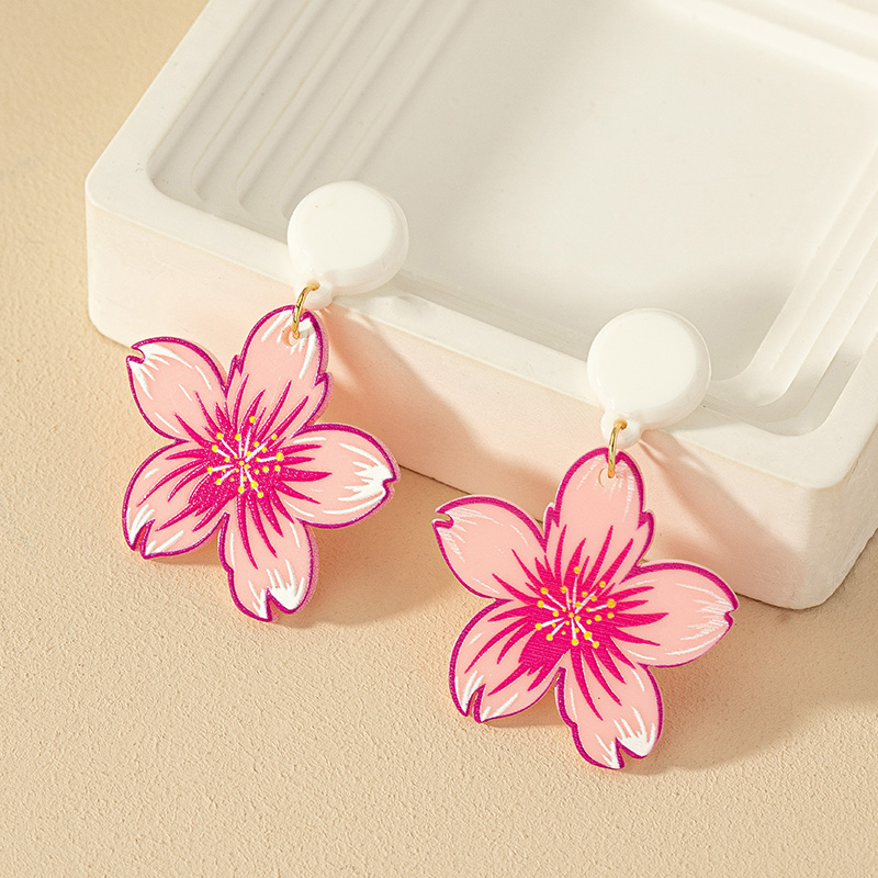 1 Pair Sweet Commute Flower Plating Arylic Drop Earrings display picture 2