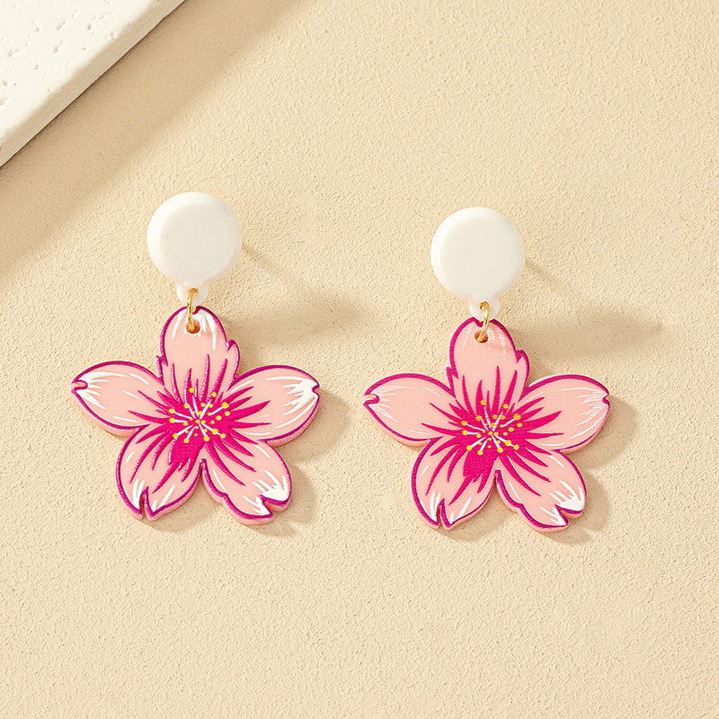 1 Pair Sweet Commute Flower Plating Arylic Drop Earrings display picture 4