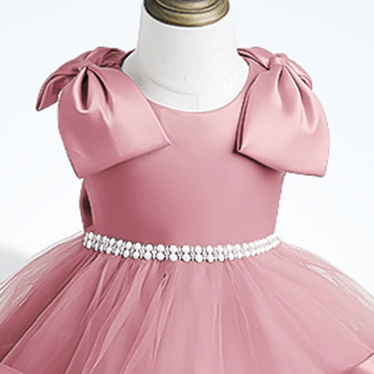 Elegant Princess Cute Solid Color Layered Bowknot Polyester Girls Dresses display picture 5