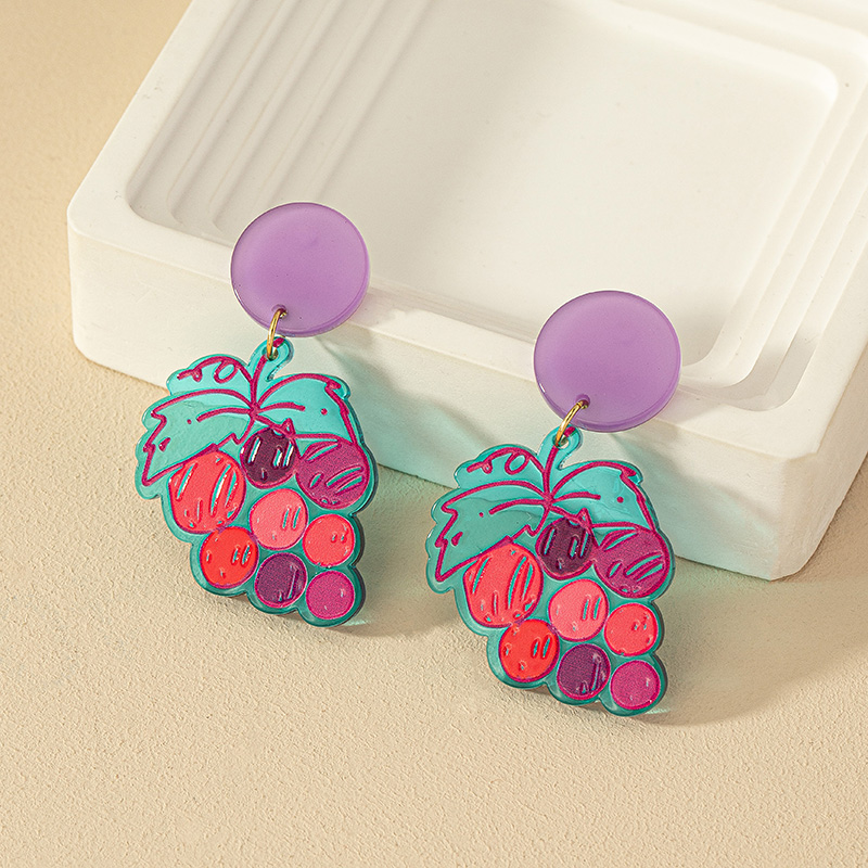 1 Pair Marine Style Simple Style Cactus Grape Arylic Drop Earrings display picture 7