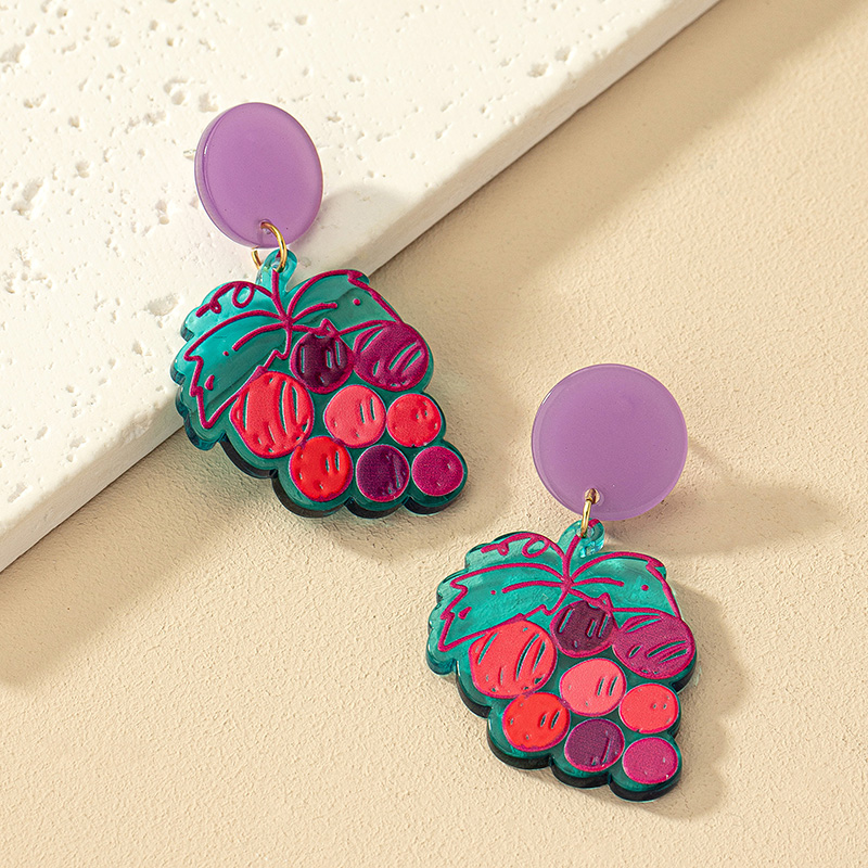 1 Pair Marine Style Simple Style Cactus Grape Arylic Drop Earrings display picture 8