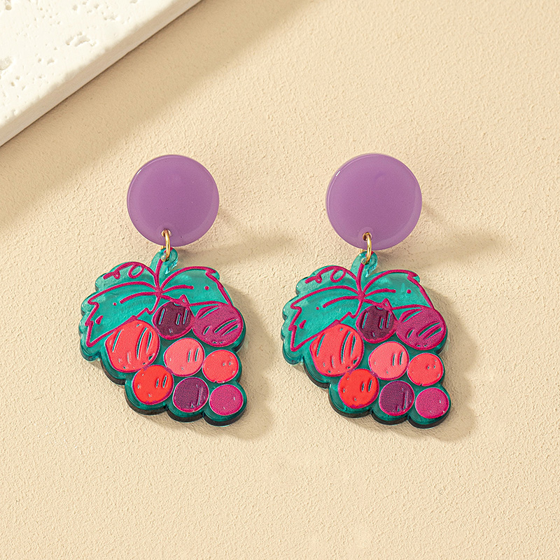 1 Pair Marine Style Simple Style Cactus Grape Arylic Drop Earrings display picture 9