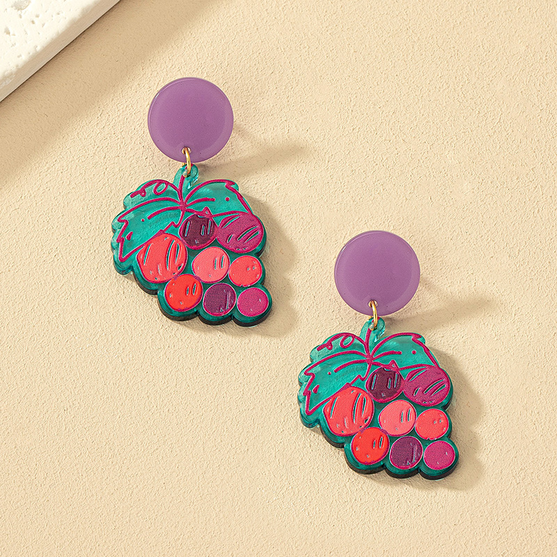 1 Pair Marine Style Simple Style Cactus Grape Arylic Drop Earrings display picture 10