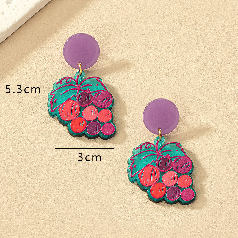 1 Pair Marine Style Simple Style Cactus Grape Arylic Drop Earrings display picture 1
