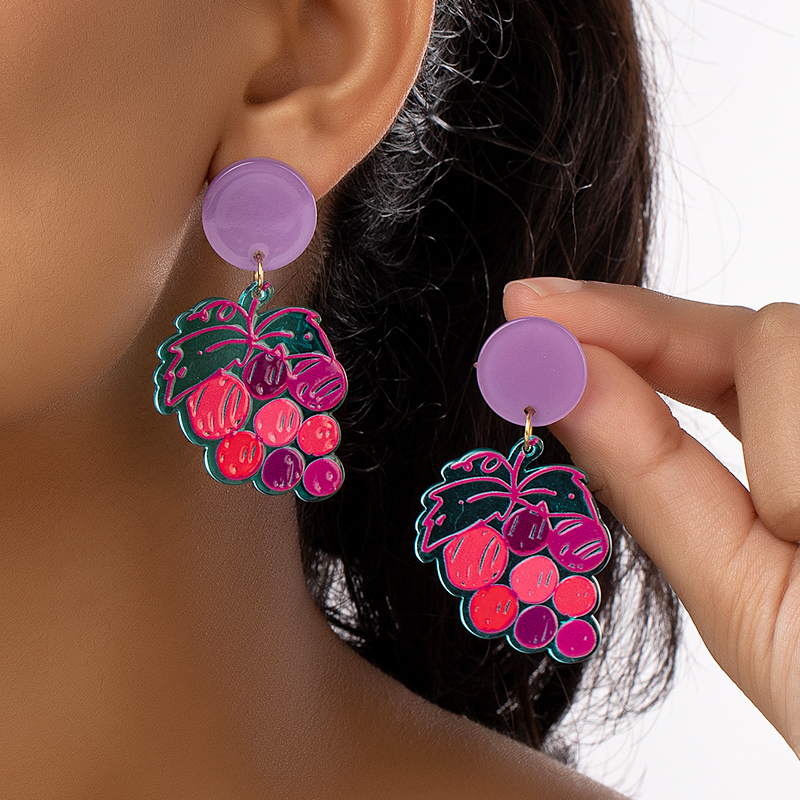 1 Pair Marine Style Simple Style Cactus Grape Arylic Drop Earrings display picture 6
