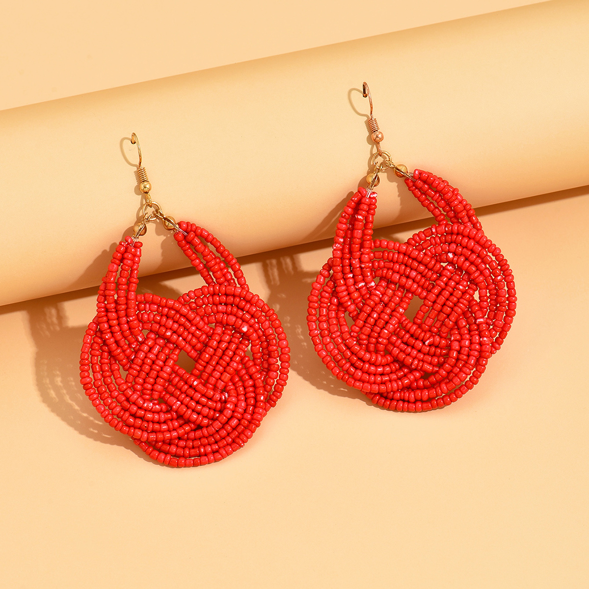 1 Pair Retro Ethnic Style Knot Beaded Handmade Plating Plastic Copper 18K Gold Plated Drop Earrings display picture 7