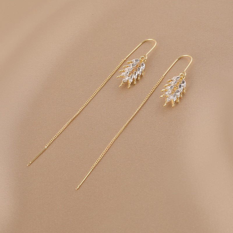 1 Pair Lady Streetwear Grain Inlay Alloy Copper Artificial Diamond Ear Line display picture 1
