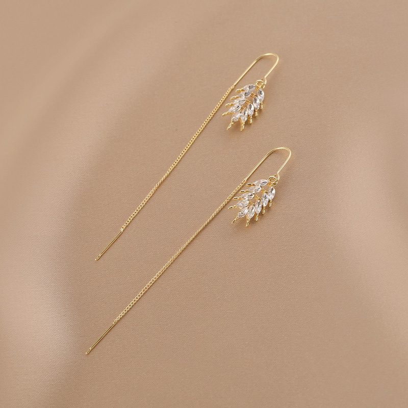 1 Pair Lady Streetwear Grain Inlay Alloy Copper Artificial Diamond Ear Line display picture 2