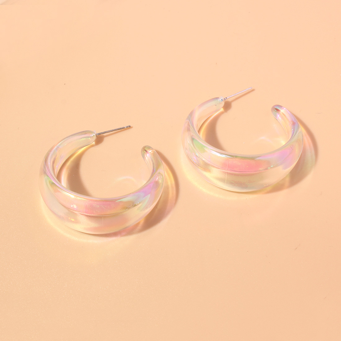 1 Pair Cute Simple Style C Shape Plastic Ear Studs display picture 6