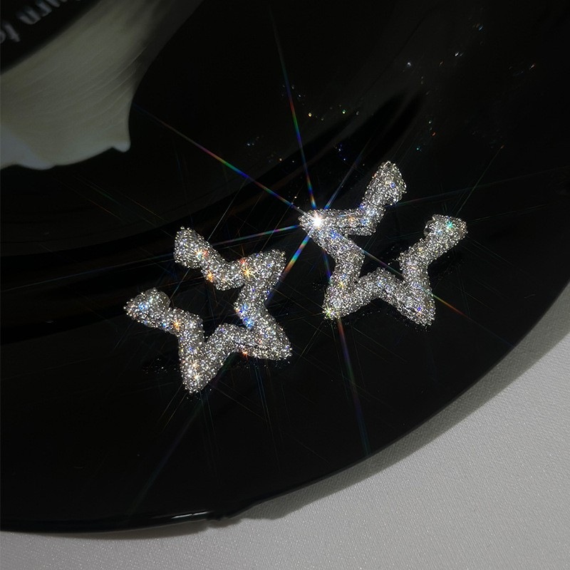 1 Paire Style Ig Star Incruster Alliage Strass Boucles D'oreilles display picture 1