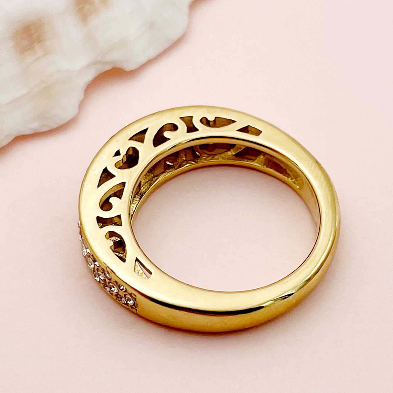 Simple Style Solid Color Stainless Steel Plating Inlay Rhinestones Gold Plated Rings display picture 2