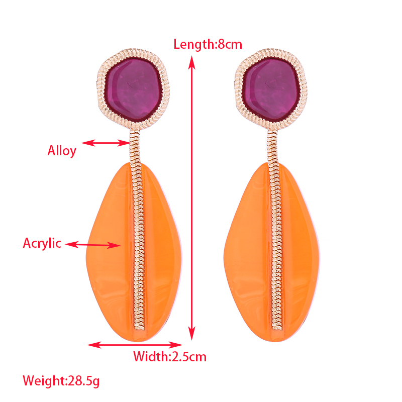 1 Pair Casual Oval Alloy Resin Drop Earrings display picture 1