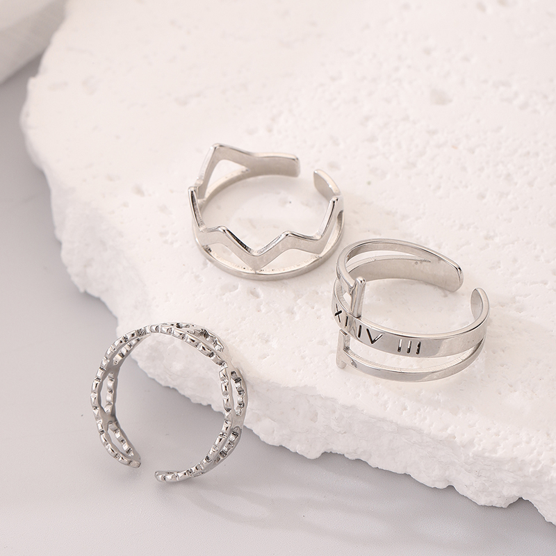 Simple Style Circle Stainless Steel Hollow Out Rings display picture 5