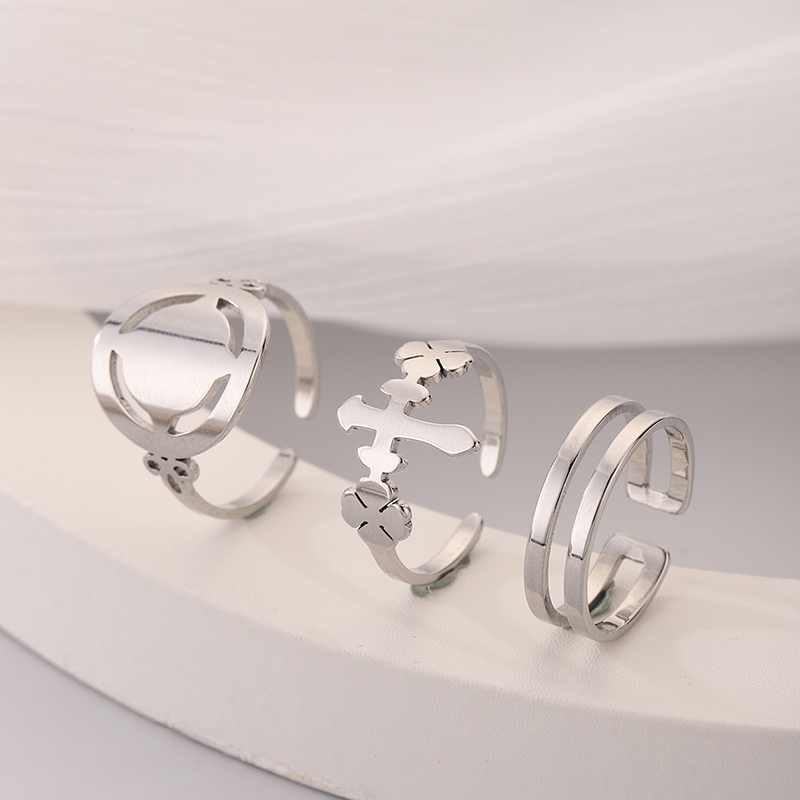 Einfacher Stil Runden Rostfreier Stahl Emaille Ringe display picture 4