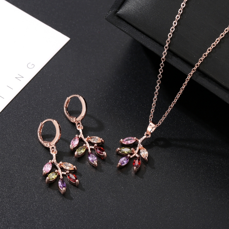 Copper Gold Plated Luxurious Simple Style Plating Inlay Flower Zircon Earrings Necklace display picture 1