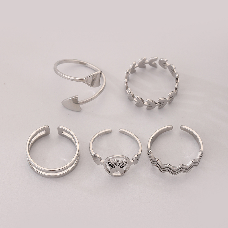 Streetwear Korean Style Geometric Butterfly Stainless Steel Open Rings display picture 6