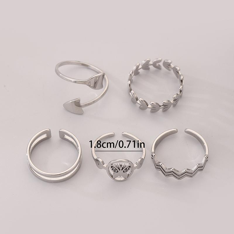 Streetwear Korean Style Geometric Butterfly Stainless Steel Open Rings display picture 7