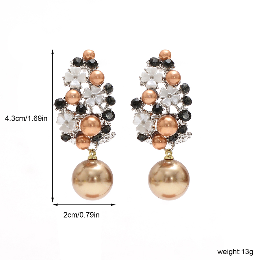 1 Paire Glamour Luxueux Artistique Fleur Tridimensionnel Évider Incruster Alliage Perles Artificielles Boucles D'oreilles display picture 3