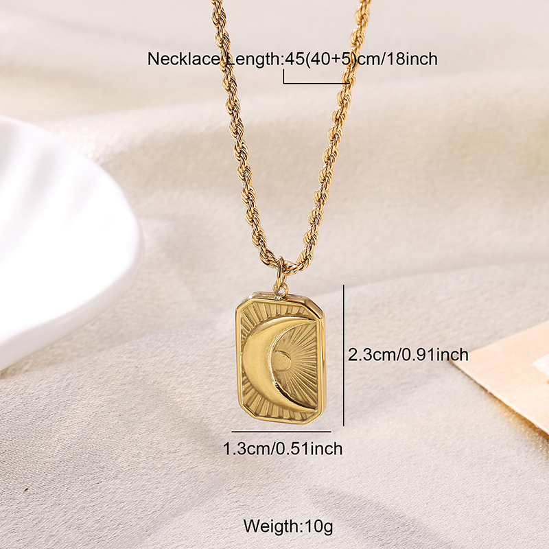 Elegant Luxurious Shiny Portrait Moon Rose Stainless Steel Plating 18k Gold Plated Pendant Necklace display picture 3