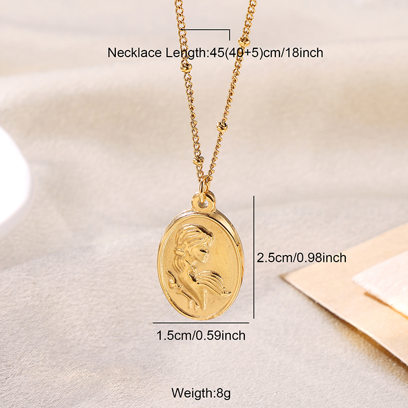 Elegant Luxurious Shiny Portrait Moon Rose Stainless Steel Plating 18k Gold Plated Pendant Necklace display picture 1