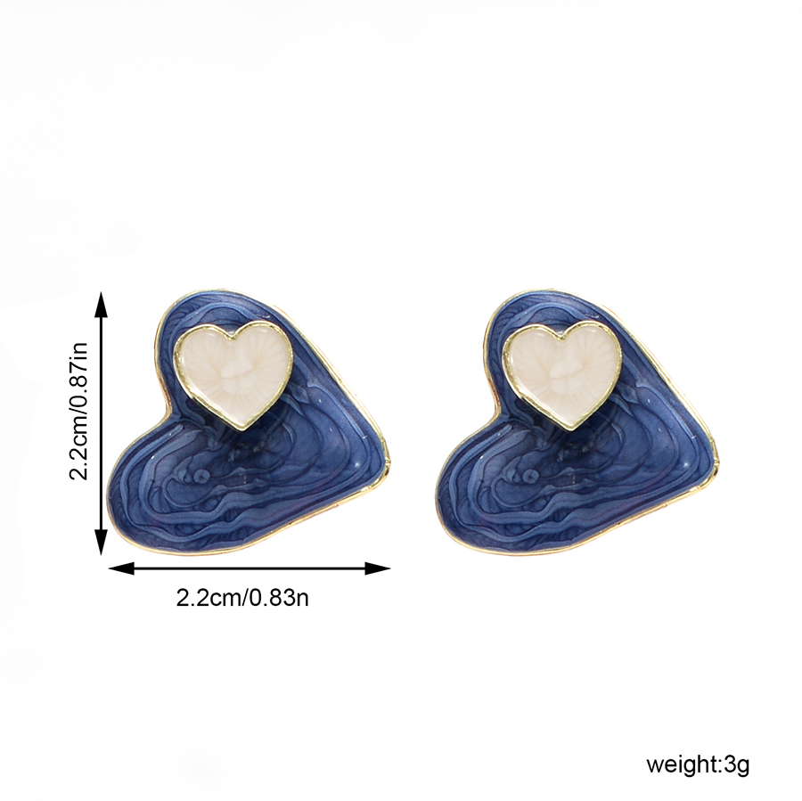 1 Pair Cute Sweet Heart Shape Enamel Alloy Ear Studs display picture 1