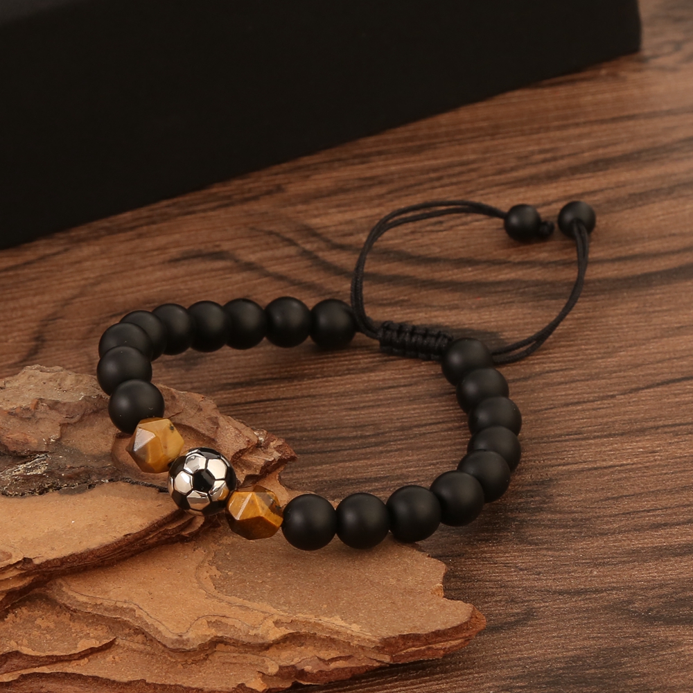 Hip-Hop Vintage Style Football Natural Stone Chakra Bracelet In Bulk display picture 10