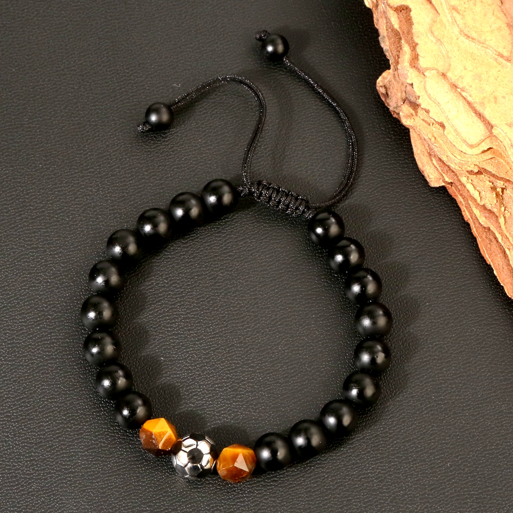 Hip-Hop Vintage Style Football Natural Stone Chakra Bracelet In Bulk display picture 14