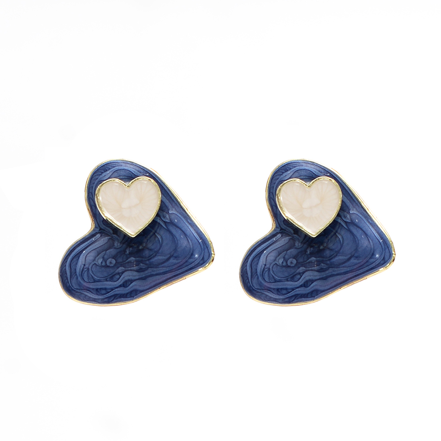 1 Pair Cute Sweet Heart Shape Enamel Alloy Ear Studs display picture 4