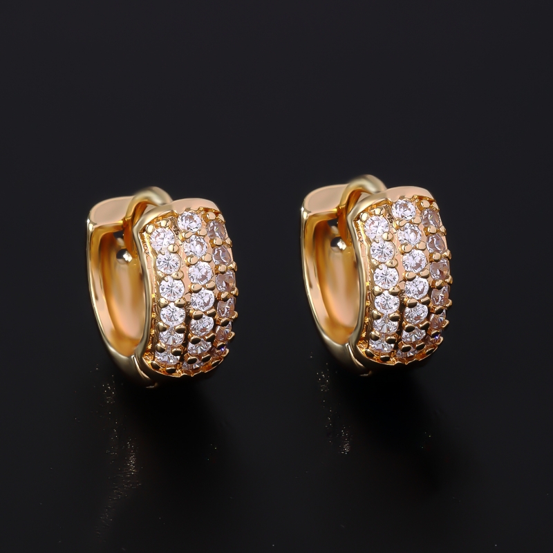 1 Pair Hip-Hop Simple Style Round Plating Inlay Copper Zircon K Gold Plated Hoop Earrings display picture 4